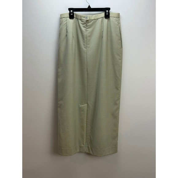 Vtg Pendleton 100% Wool Green Beige Gingham Midi Pencil Skirt 12 Classic - Picture 2 of 13